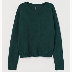 H&M Divided Fall Winter Forest Green Long Sleeves Sweater Top Women's Size XS